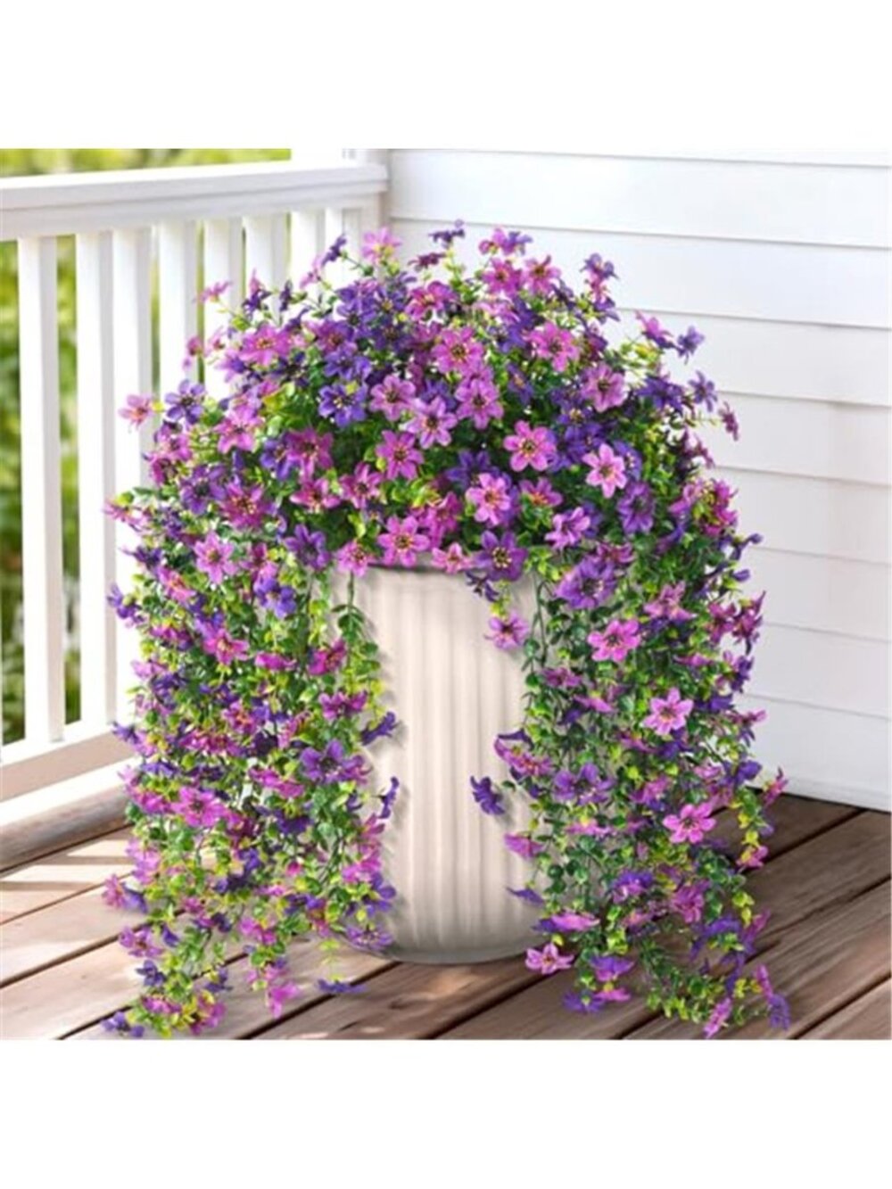 Fake Hanging Flowers Outdoor UV Resistant Faux Purple Daisy Porch Patio Decor